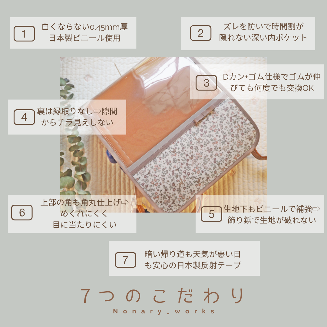 Nonary_works ランドセルカバーのこだわり - ラミネート生地と暮らす。